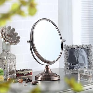 12.25 in. Copper Chrome Oval 7x Magnify Makeup Mirror