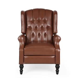 Walter Cognac Brown Faux Leather Tufted Recliner