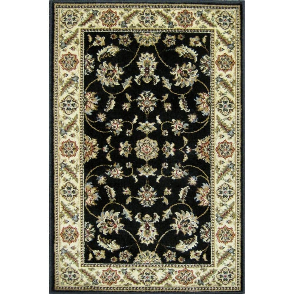 TrafficMaster Kazmir Black 3 ft. x 4 ft. Precut Non-Slip Indoor Scatter ...