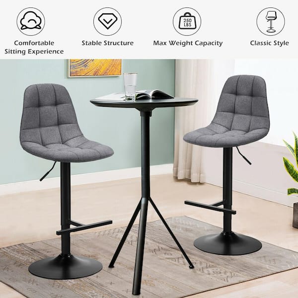 Gymax 45 5 In H Adjustable Bar Stools, Comfortable Adjustable Counter Stools With Backs