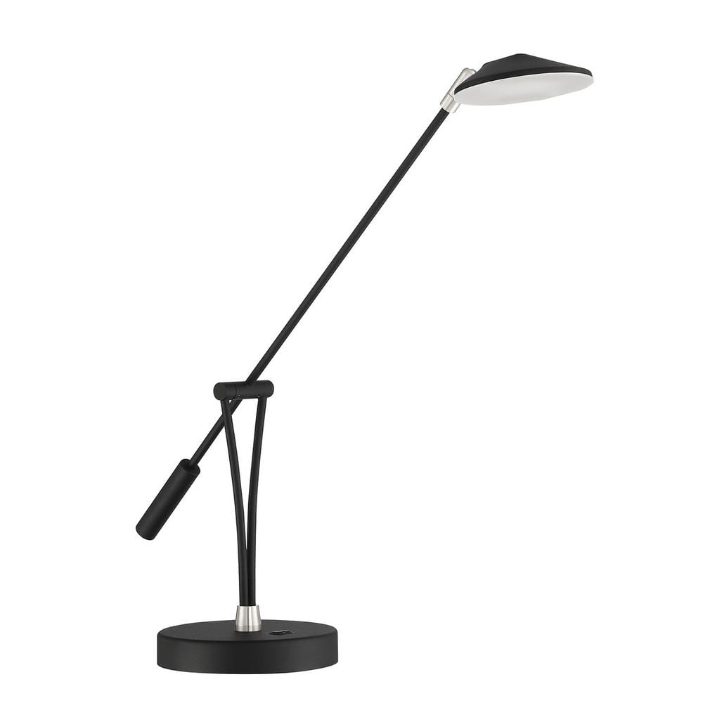 LAHOYA 9 in. Black and Satin Nickel Dimmable Task and Reading Lamp -  Kendal Lighting, PTL5015-BLK/SN