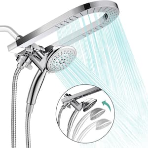 Rainfull 2-in-1 5-Spray Patterns with 1.8 GPM 4 in. Wall Mount Dual Shower Head and Handheld Shower Head in Chrome