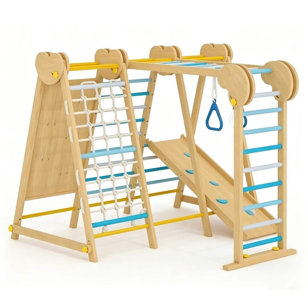 7-in-1 Wooden Jungle Gym, Indoor Playground Climbing Playset for Toddlers & Kids Ages 1-5, Pink price history on PriceWatchPro