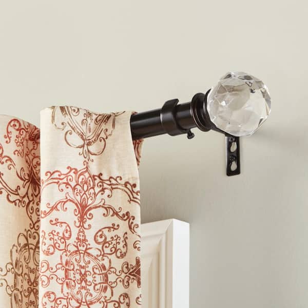 Faceted Crystal Sphere Oil-Rubbed Bronze Plastic Curtain Rod Finial (Set of 2)