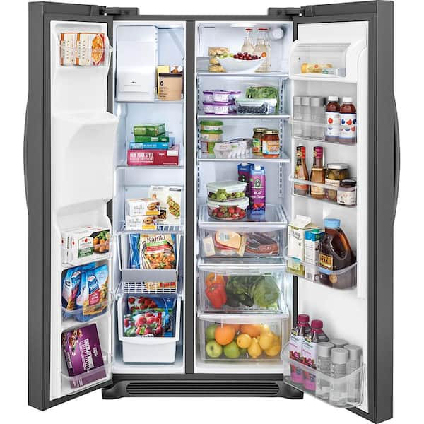 Frigidaire Gallery 25 6 Cu Ft Side By Side Refrigerator In Black Stainless Steel Fgss2635td The Home Depot