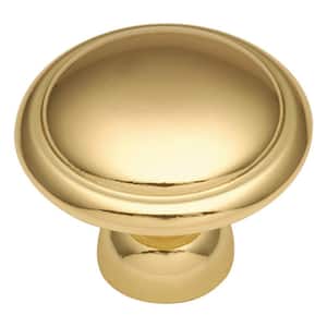 Conquest Collection 1-3/8 in. Dia Polished Brass Finish Cabinet Door and Drawer Knob (25-Pack)