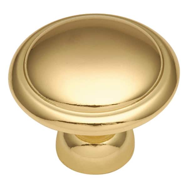 HICKORY HARDWARE Conquest Collection 1-3/8 in. Dia Polished Brass Finish Cabinet Door and Drawer Knob (25-Pack)