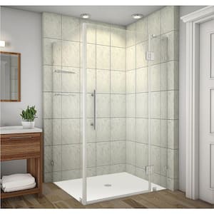 Avalux GS 48 in. x 30 in. x 72 in. Completely Frameless Shower Enclosure with Glass Shelves in Chrome