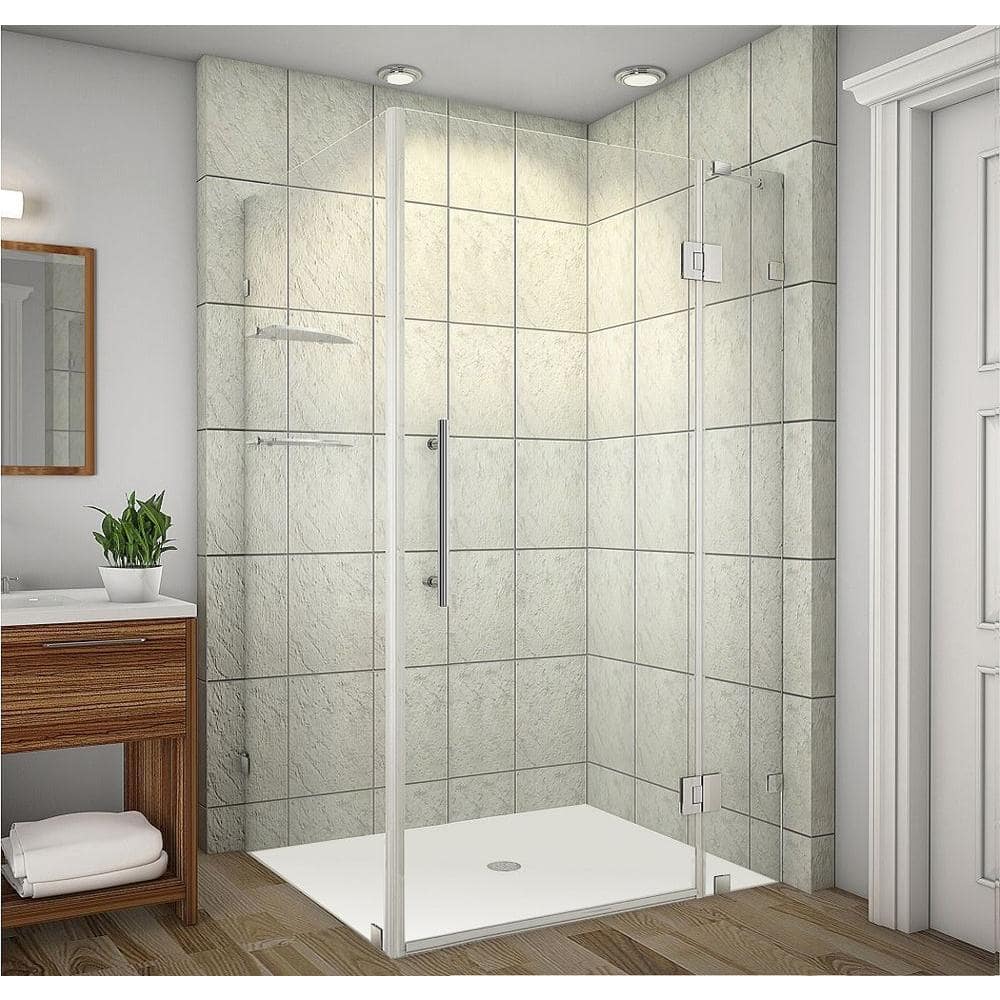 Avalux GS 48" x 72" Frameless Stainless Steel Hinged Shower Enclosure