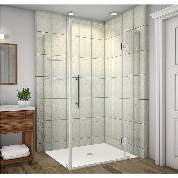 Aston Avalux GS 48 in. x 38 in. x 72 in. Frameless Corner Hinged Shower Enclosure with Glass Shelves in Stainless Steel