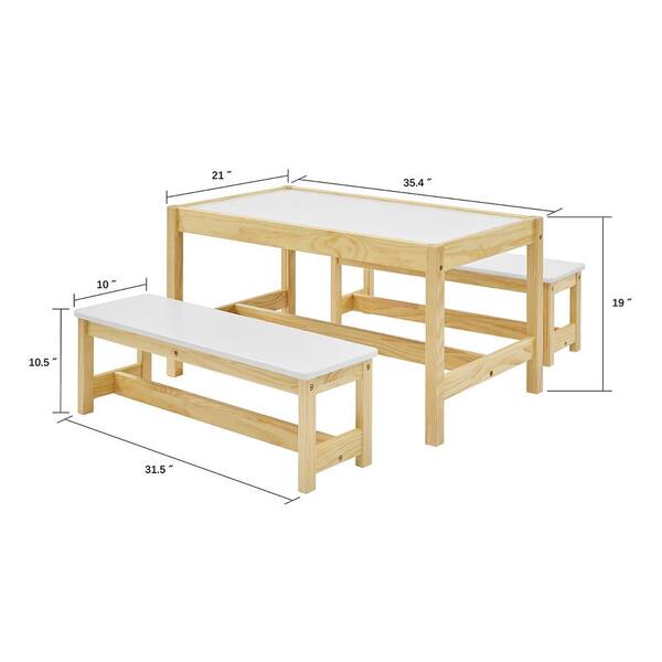 HONEY JOY 3-Piece Kids Rectangular Wood Top Table Chairs Set Children  Activity Desk & Chair Furniture Green TOPB003067 - The Home Depot