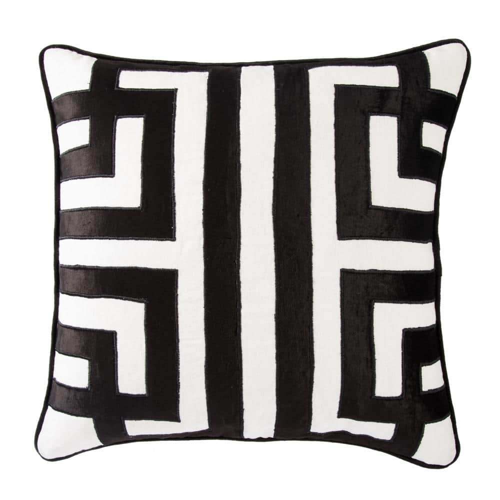 Ordella White/ Black Geometric Down Throw Pillow 22 inch