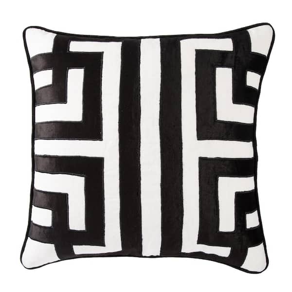 Unbranded Ordella White/ Black Geometric Down Throw Pillow 22 inch