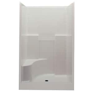 Everyday 60 in. x 35 in. x 76 in. 1-Piece Shower Stall with Left Seat and Center Drain in Biscuit