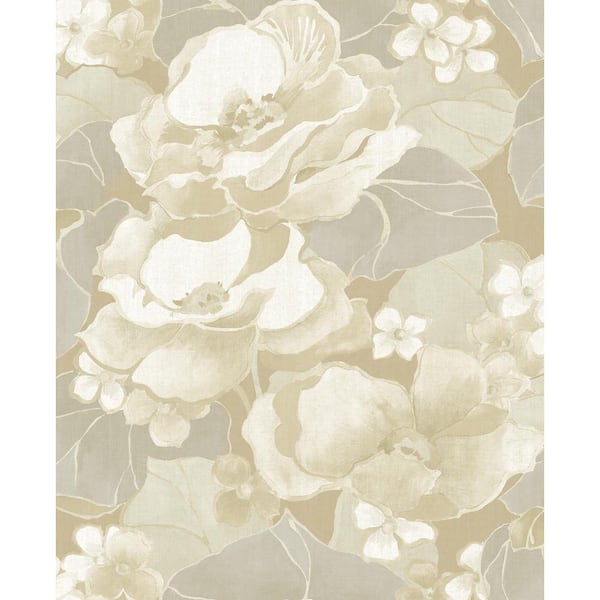 Seabrook Designs Adorn Floral Metallic Pearl and Cream Paper Strippable Roll (Covers 56.05 sq. ft.)