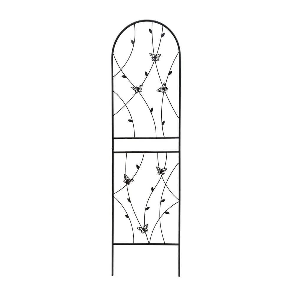 71 in. Outdoor Metal Garden Trellis Rustproof Plants Flower Support Butterfly Design in Black price history on PriceWatchPro
