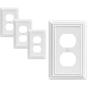 1-Gang White Duplex Outlet Metal Wall Plates (4-Pack)