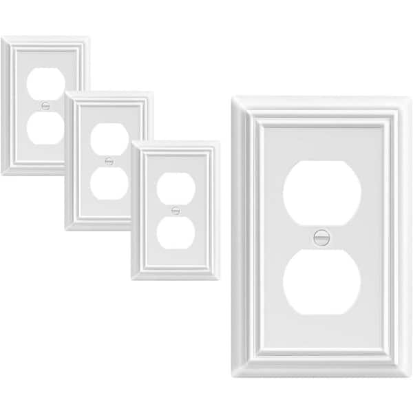 DEWENWILS 1-Gang White Duplex Outlet Metal Wall Plates (4-Pack)