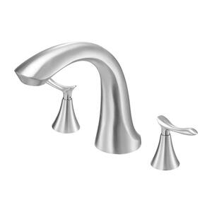 Nickel 2-Handle Single Hole Bathroom Sink Faucet, Roman Tub Faucet, 3 Hole Waterfall Bathtub Faucet