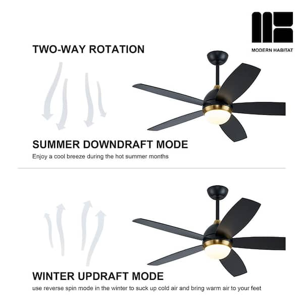 MODERN HABITAT WhisperBloom 52 in. Indoor Satin Brass Ceiling Fan 