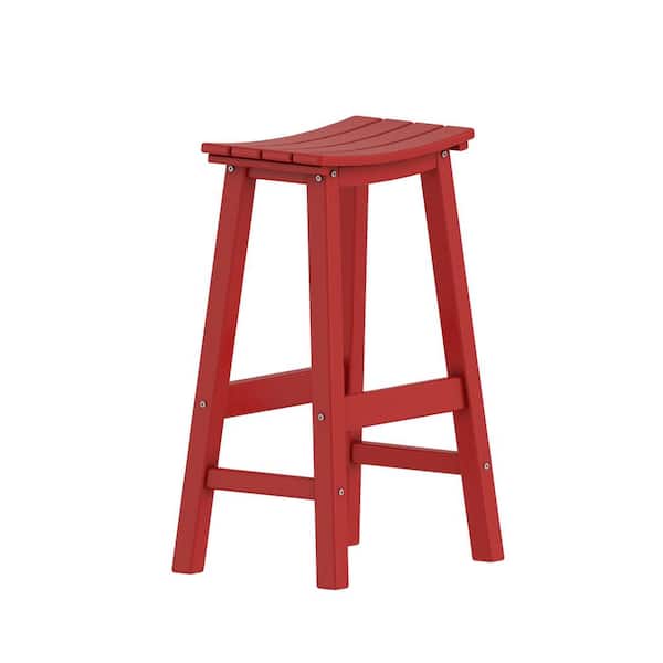 NewTechWood HDPE Plastic Outdoor Bar Stool in Ruby Red BRS01-30