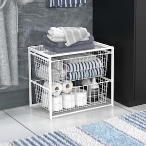 ClosetMaid 14 in. W 2-Tier Ventilated Wire Sliding Cabinet Organizer in  White 3609 - The Home Depot