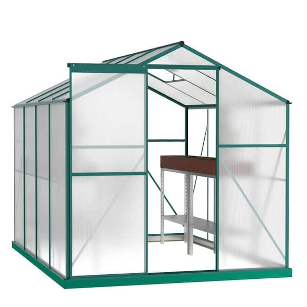 74.8 in. W x 99.8 in. D x 78.74 in. H Polycarbonate Walk-in Greenhouse with Quick Setup Structure and Roof Vent