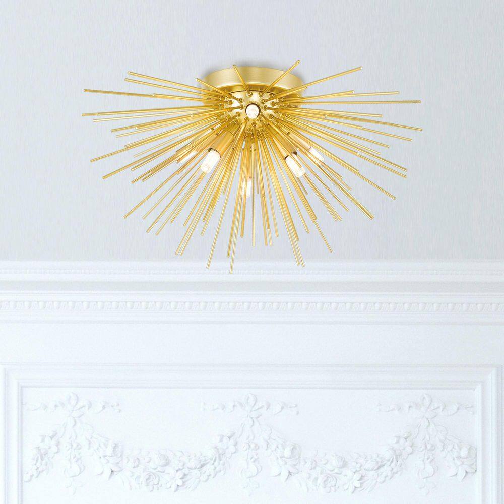 Gold Glass Globe LED Contemporary Flush Mount Light