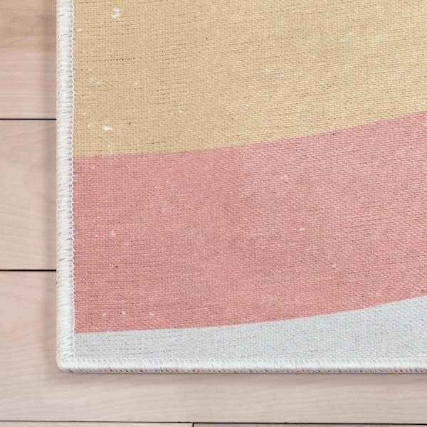 Rainbow Modern Kids Multi Color 5 ft. x 7 ft. Machine Washable Flat-Weave Area Rug