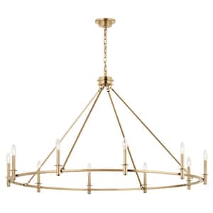 Carrick 54.25 in. 10-Light Champagne Bronze Traditional Candle Circle Chandelier for Dining Room