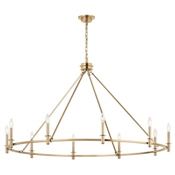 KICHLER Carrick 54.25 in. 10-Light Champagne Bronze Traditional Candle Circle Chandelier for Dining Room