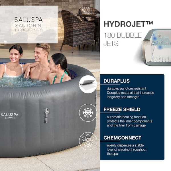 SaluSpa Santorini 7-Person 180-Jet Inflatable Hot Tub with Pool and Spa Seat (4-Pack)