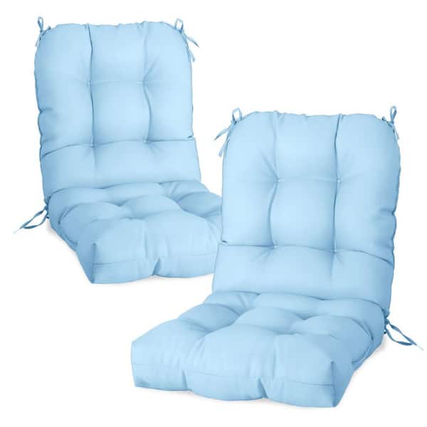 21 in. x 42 in. Seat/Back Outdoor Cushion, Outdoor Dining Chair Cushion 2-Pack in Light Blue
