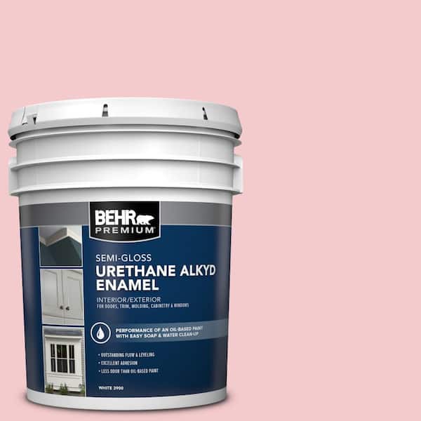 BEHR PREMIUM 5 gal. #P160-1 Angel Kiss Urethane Alkyd Semi-Gloss Enamel Interior/Exterior Paint