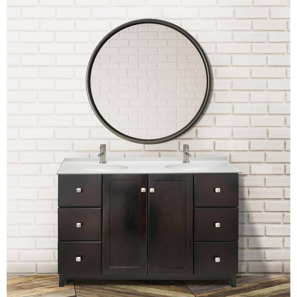 Solid White Cultured Marble Double Sink Vanity Top with Integrated Backsplash, 61-Inch