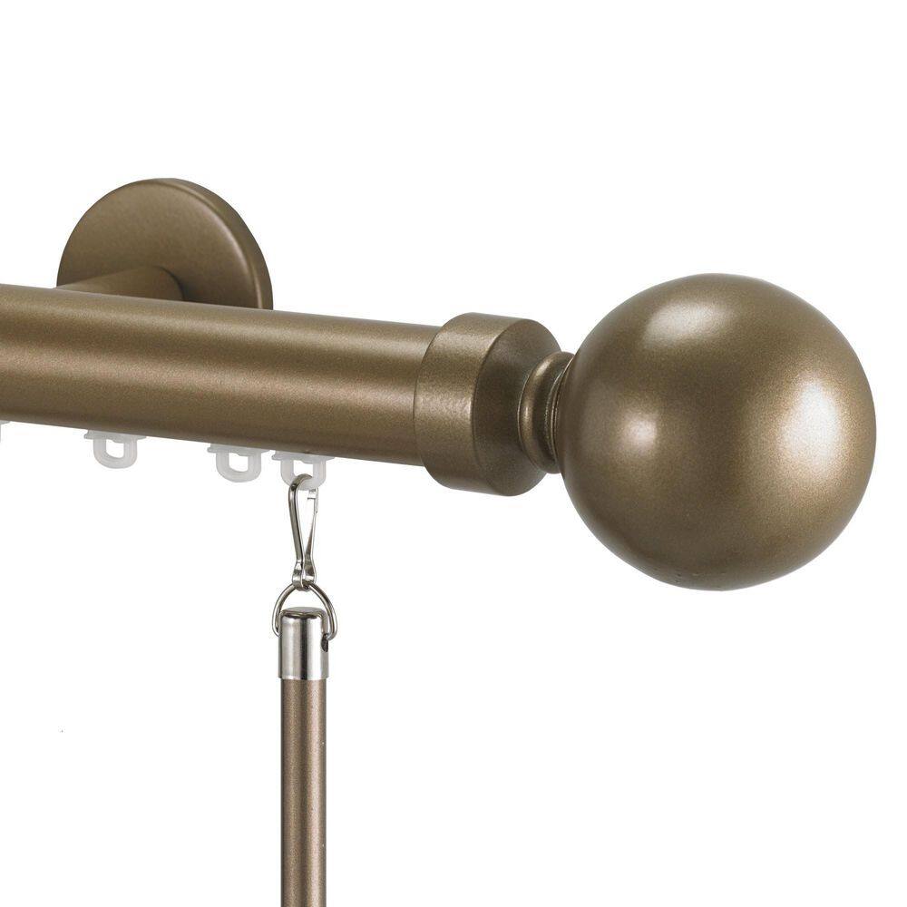 Tekno Pro 84 in. Non-Adjustable 1.13 in. Diameter Traverse Curtain Rod Set with Ball Finial in Champagne price history on PriceWatchPro