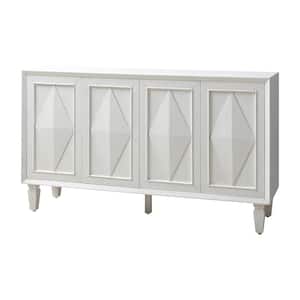 Mimi White 58 in. Wide Multi-style environment collocation Sideboard with a stemware rack