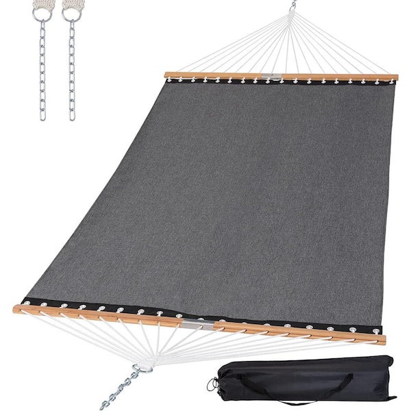 Unbranded 14 ft. Quick Dry Hammock Double Size with Spreader Bar, 2 Person HammockHammock (Sling-dark Gray)