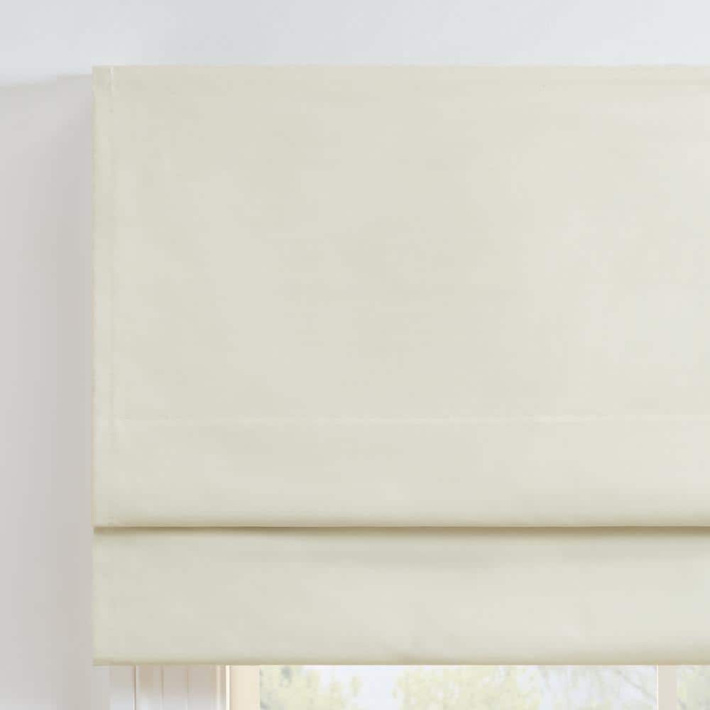 Ivory Faux Silk Cordless Blackout Roman Shade, 39 x 64