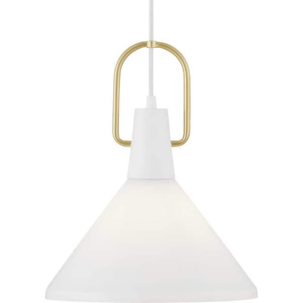 Progress Lighting Suwanee 1-Light Opal White Pendant with Opal White Glass Shade
