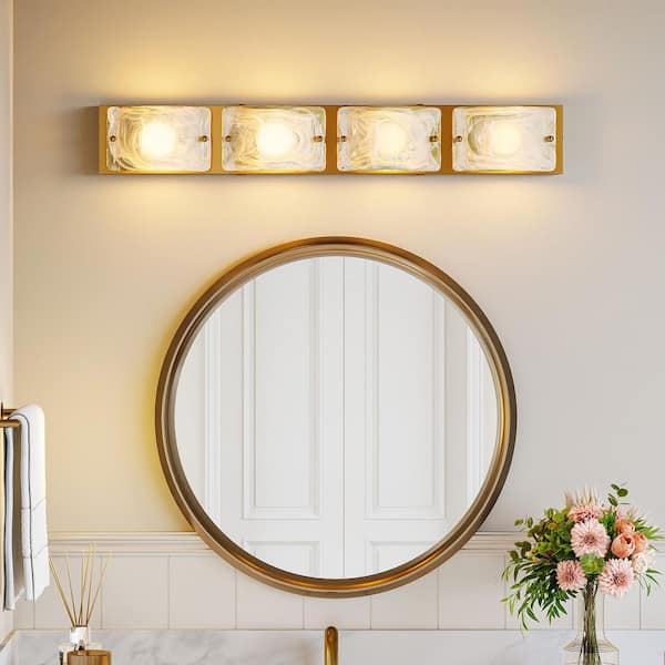 29.1 in. 4-Light Gold LED Bathroom Vanity Light, Retro Wall Lights with 3CCT Adjustable Lighting, ETL Certified