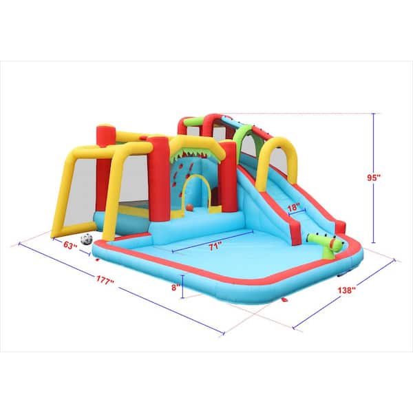 Siavonce 7-in-1 Inflatable Slide Water Park Bouncing House Outdoor