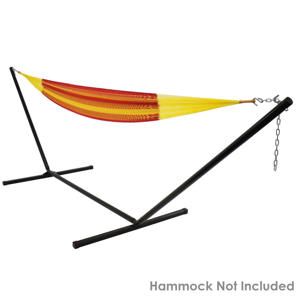 15 ft Black Heavy-Duty Steel Hammock Stand with Adjustable Hooks