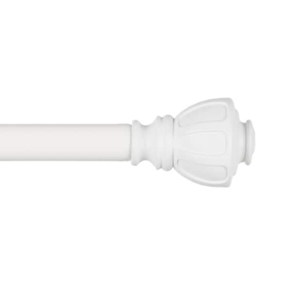 EXCLUSIVE HOME Ronaldo 66 in. - 120 in. Adjustable 1 in. Single Curtain Rod Kit in Off White with Finial