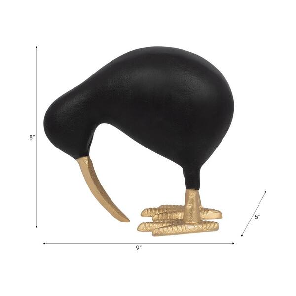 Liv & Skye Black Gold 7.5 in. x 8 in. Metal Kiwi Mom Animal