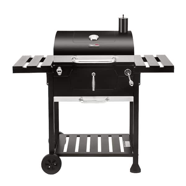 Royal Gourmet 24 in. Charcoal BBQ Grill in Black with 2-Side Table