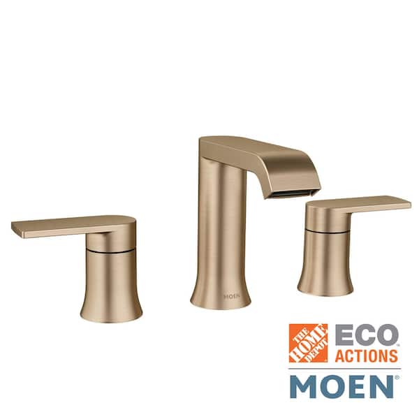 MOEN Genta 8 in. Widespread Double Handle Bathroom Faucet in Bronzed Gold (Valve Included)