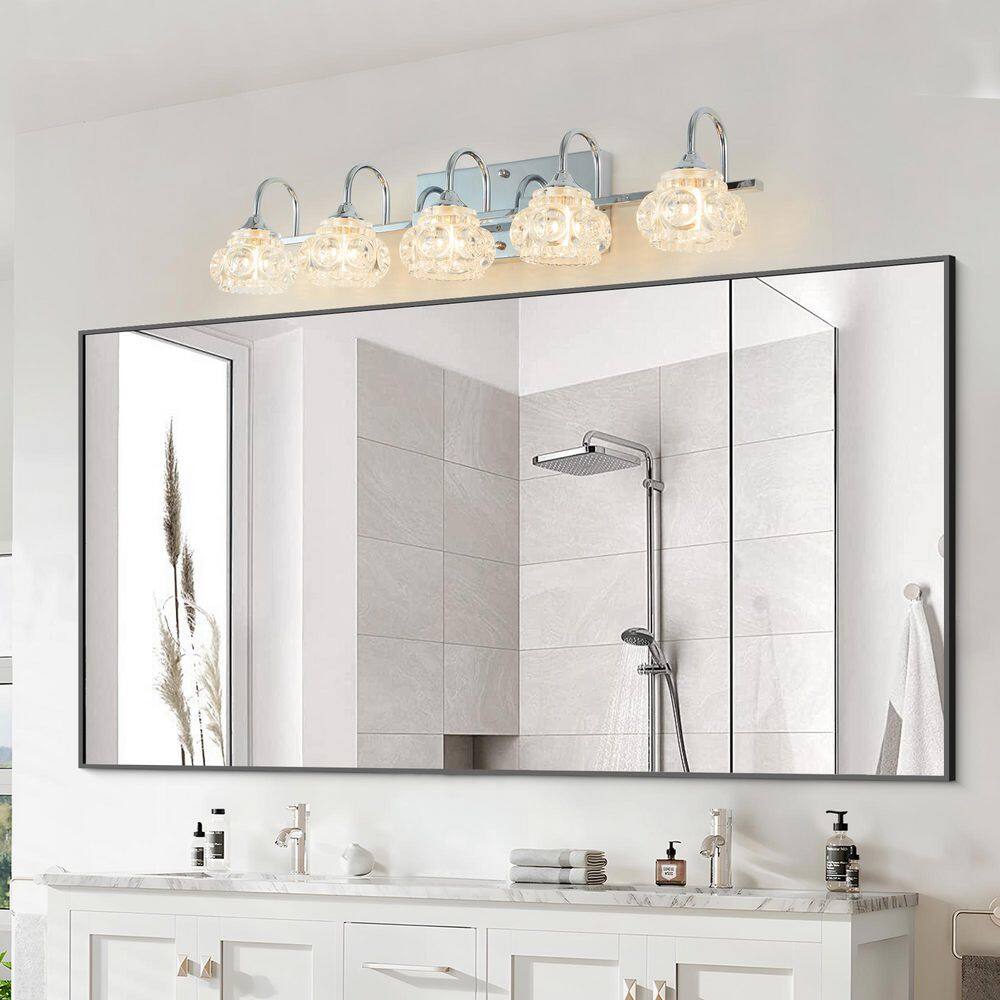 29 in. 5-Light Nickel Vintage Crystal Wall Sconce with Clear Glass Shade, Buld not Included price history on PriceWatchPro