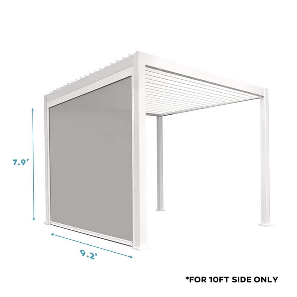 10ft White Aluminum Pull Down Sunshade for Pergola
