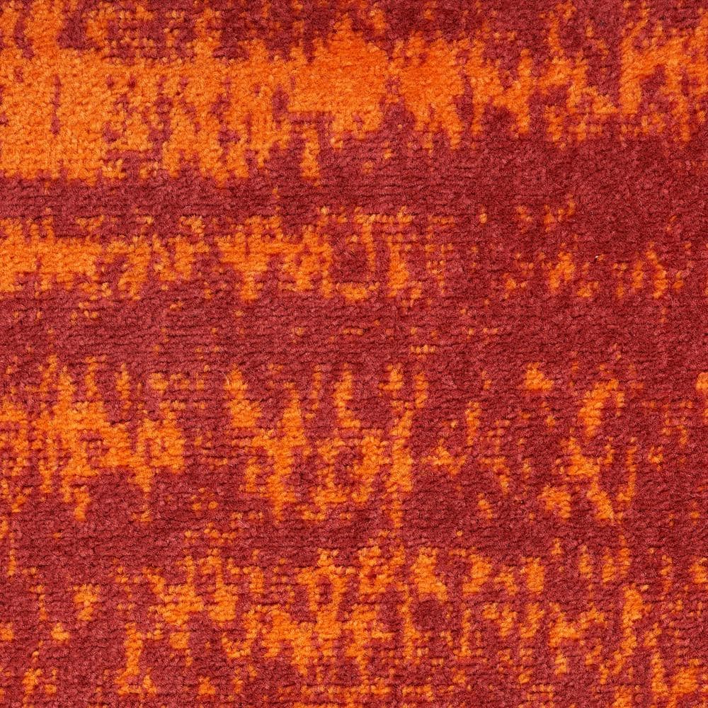Reversible Red Abstract Synthetic Easy Care Rug 9 ft x 12 ft
